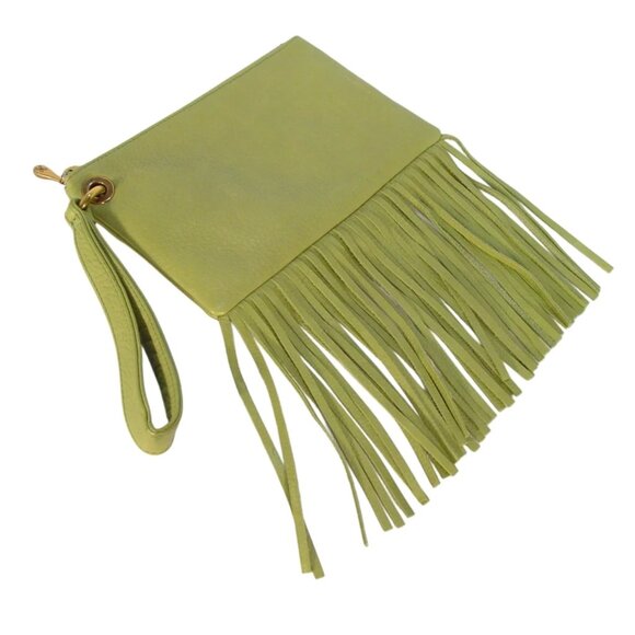 HOBO Flutter Fringe $128 Leather Clutch Wristlet Bag - MINT - Picture 7 of 7